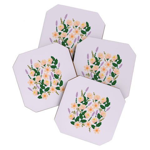 Hello Sayang Lovely Roses Lavender Coaster Set
