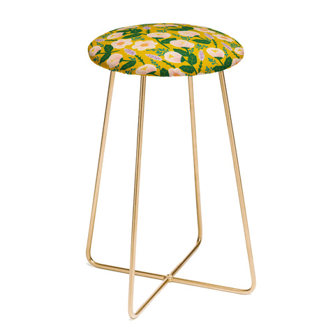 Hello Sayang Lovely Roses Yellow Counter Stool