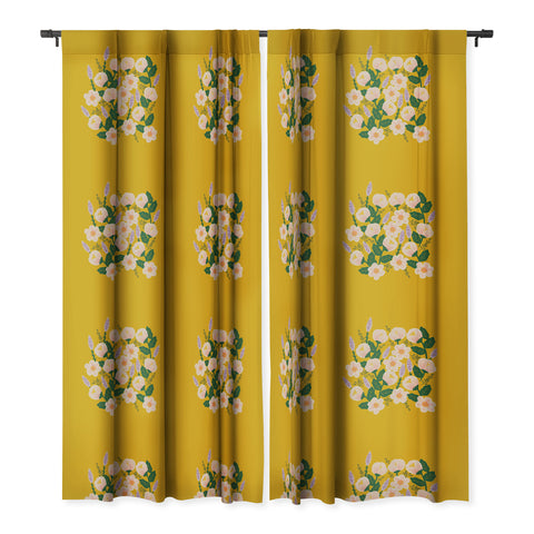 Hello Sayang Lovely Roses Yellow Blackout Window Curtain