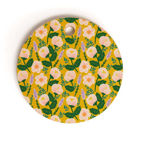 Hello Sayang Lovely Roses Yellow Cutting Board Round