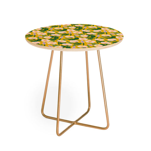 Hello Sayang Lovely Roses Yellow Round Side Table