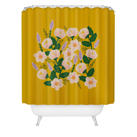 Hello Sayang Lovely Roses Yellow Shower Curtain