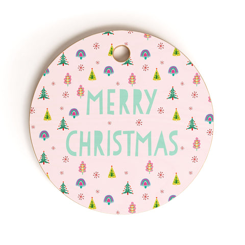 Hello Sayang Merry Christmas Trees Cutting Board Round