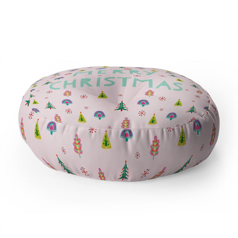 Hello Sayang Merry Christmas Trees Floor Pillow Round