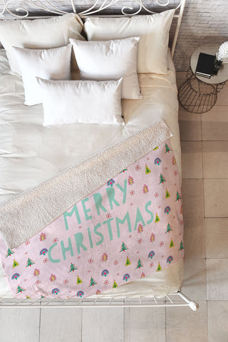 Hello Sayang Merry Christmas Trees Fleece Throw Blanket