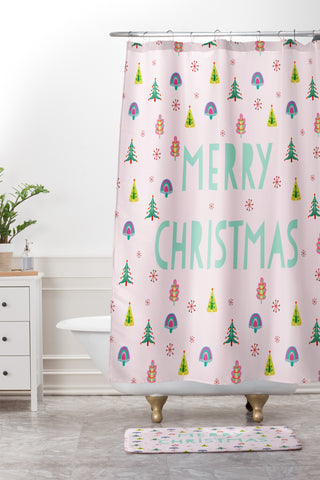 Hello Sayang Merry Christmas Trees Shower Curtain And Mat