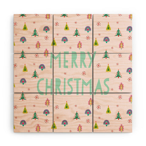Hello Sayang Merry Christmas Trees Wood Wall Mural