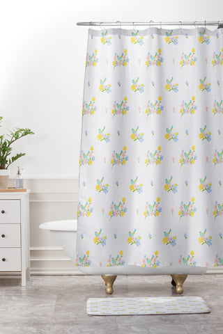 Hello Sayang Pretty Blue Birds Shower Curtain And Mat