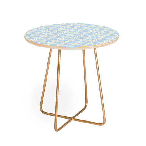 Hello Sayang Snow Flakes Icy Blue Round Side Table