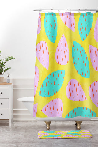 Hello Sayang Spiky Cactus Shower Curtain And Mat
