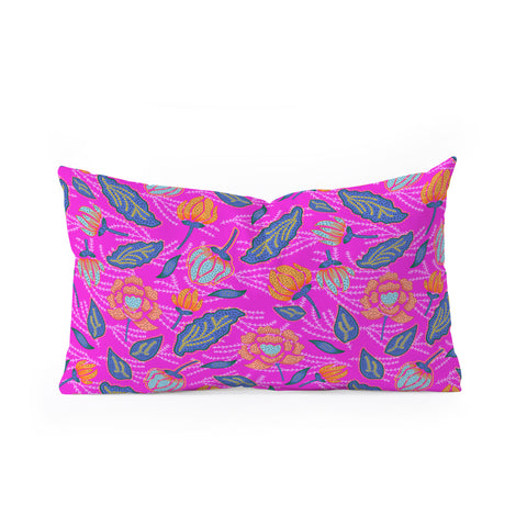 Hello Sayang Summer Batik Fuchsia Oblong Throw Pillow