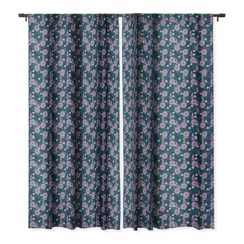 Hello Sayang Sweet Roses Navy Blue Blackout Window Curtain