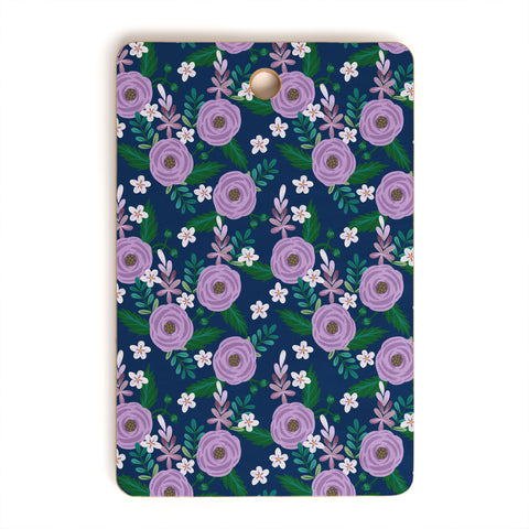 Hello Sayang Sweet Roses Navy Blue Cutting Board Rectangle