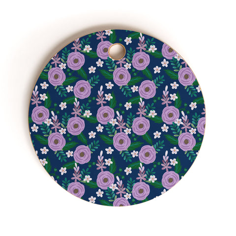 Hello Sayang Sweet Roses Navy Blue Cutting Board Round