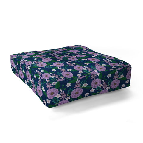 Hello Sayang Sweet Roses Navy Blue Floor Pillow Square