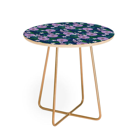 Hello Sayang Sweet Roses Navy Blue Round Side Table