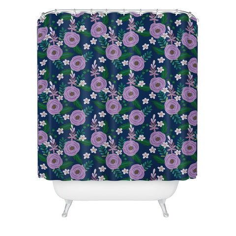 Hello Sayang Sweet Roses Navy Blue Shower Curtain