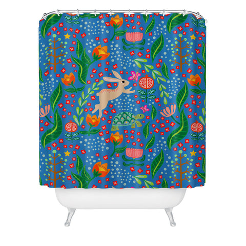 Hello Sayang The Tortoise and The Hare Day Shower Curtain