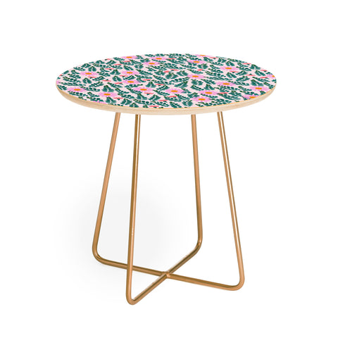 Hello Sayang Wild Daisies Pink Round Side Table