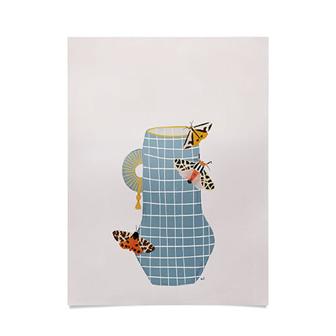 Hello Twiggs Blue Vase with Butterflies Poster