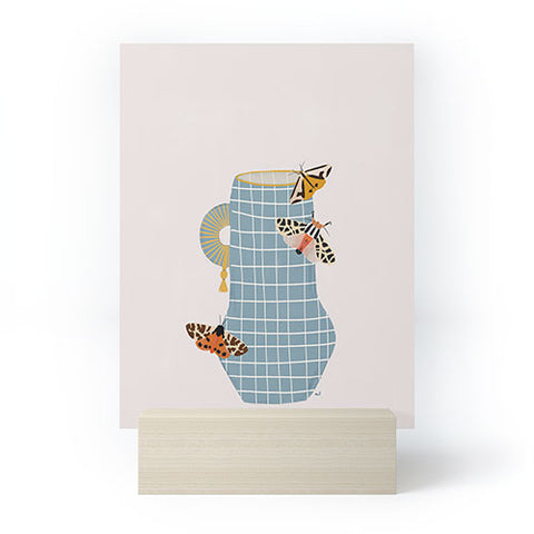 Hello Twiggs Blue Vase with Butterflies Mini Art Print
