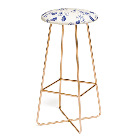 Hello Twiggs Blue Vase with Flowers Bar Stool