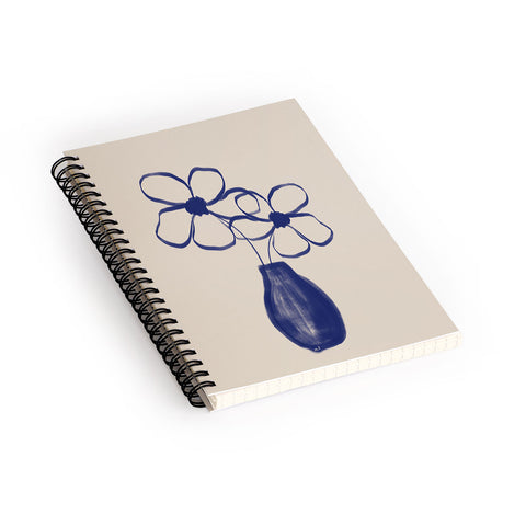 Hello Twiggs Blue Vase with Flowers Spiral Notebook
