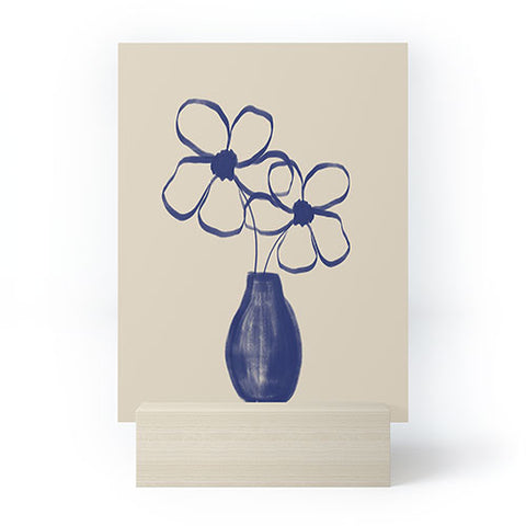 Hello Twiggs Blue Vase with Flowers Mini Art Print