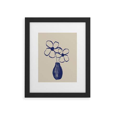 Hello Twiggs Blue Vase with Flowers Framed Art Print