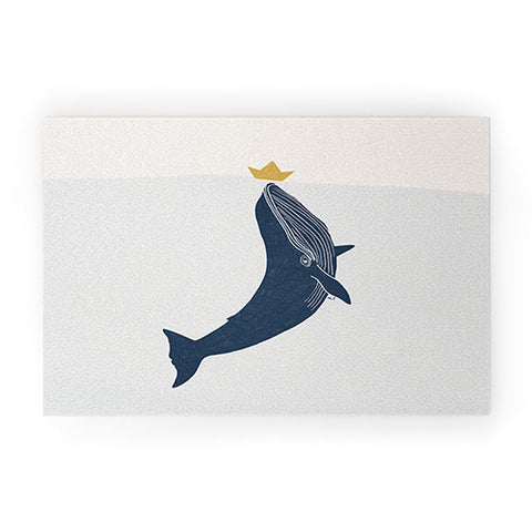 Hello Twiggs Blue Whale Welcome Mat