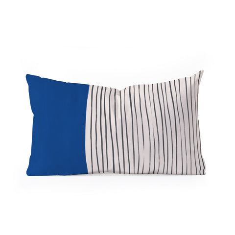 Hello Twiggs Dark Blue Abstract Oblong Throw Pillow