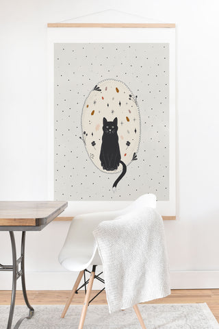 Hello Twiggs Fall Black Cat Art Print And Hanger