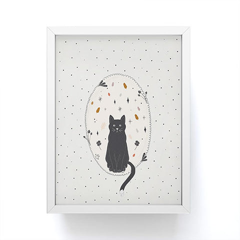Hello Twiggs Fall Black Cat Framed Mini Art Print