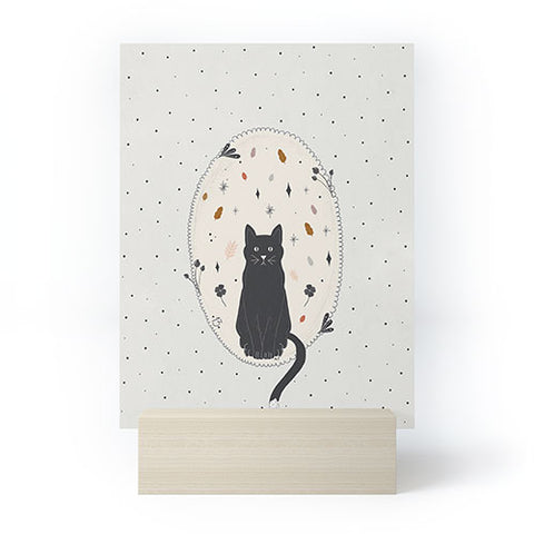 Hello Twiggs Fall Black Cat Mini Art Print