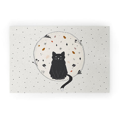 Hello Twiggs Fall Black Cat Welcome Mat