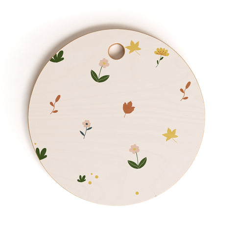 Hello Twiggs Florals and Leaves Cutting Board Round