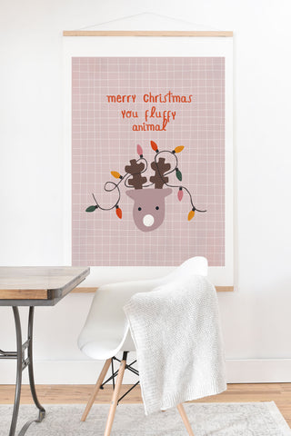 Hello Twiggs Fluffy Reindeer Art Print And Hanger