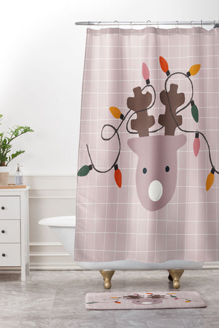 Hello Twiggs Fluffy Reindeer Shower Curtain And Mat
