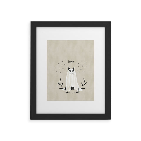 Hello Twiggs Halloween Ghost Cat Framed Art Print