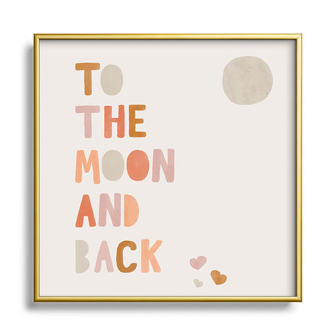 Hello Twiggs Moon and Back Metal Square Framed Art Print