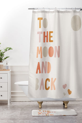 Hello Twiggs Moon and Back Shower Curtain And Mat