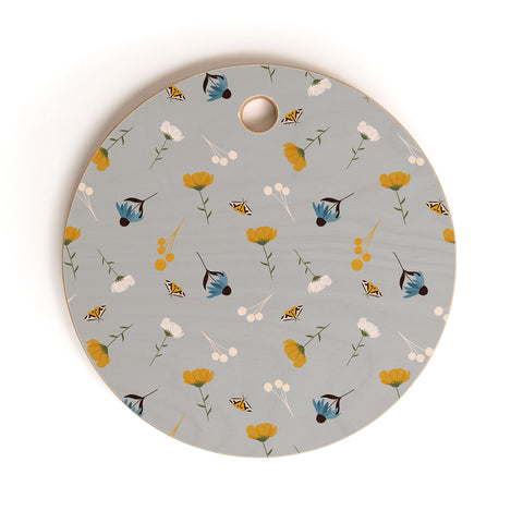 Hello Twiggs Moths and Flowers Cutting Board Round