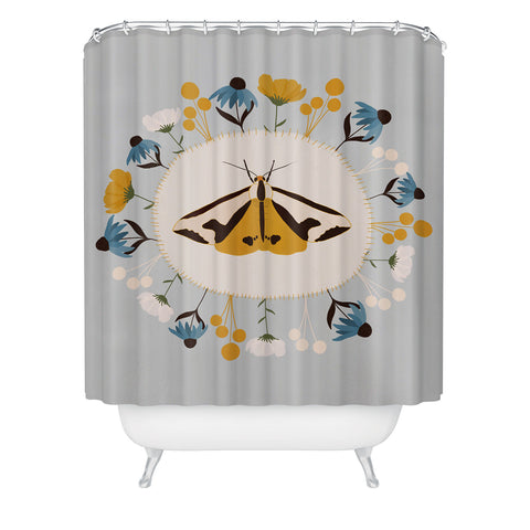 Hello Twiggs Moths and Flowers Shower Curtain