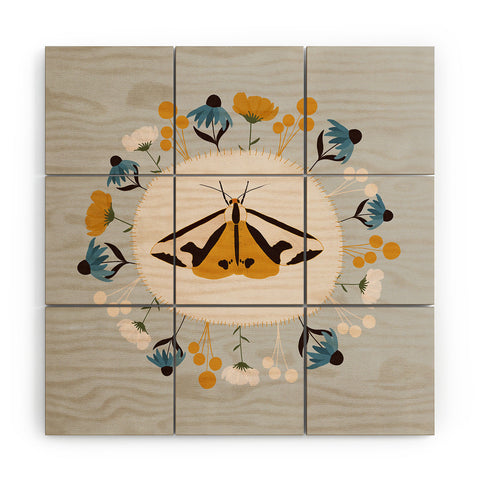 Hello Twiggs Moths and Flowers Wood Wall Mural