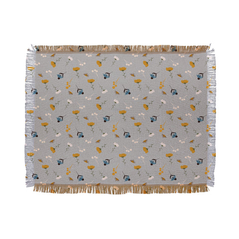 Hello Twiggs Moths and Flowers Throw Blanket
