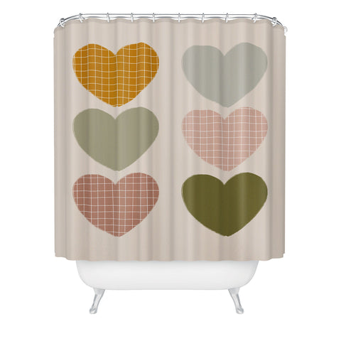 Hello Twiggs Muted Hearts Shower Curtain