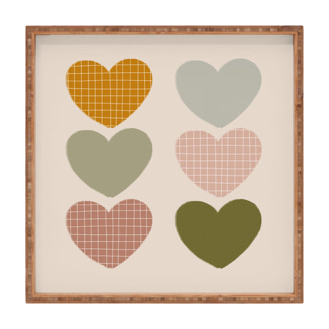Hello Twiggs Muted Hearts Square Tray