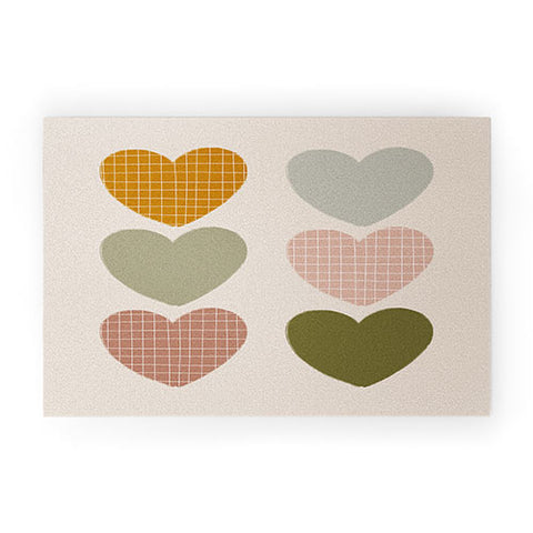 Hello Twiggs Muted Hearts Welcome Mat