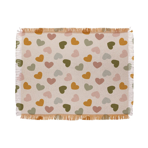 Hello Twiggs Muted Hearts Throw Blanket