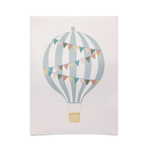 Hello Twiggs Pastel Blue Hot Air Balloon Poster